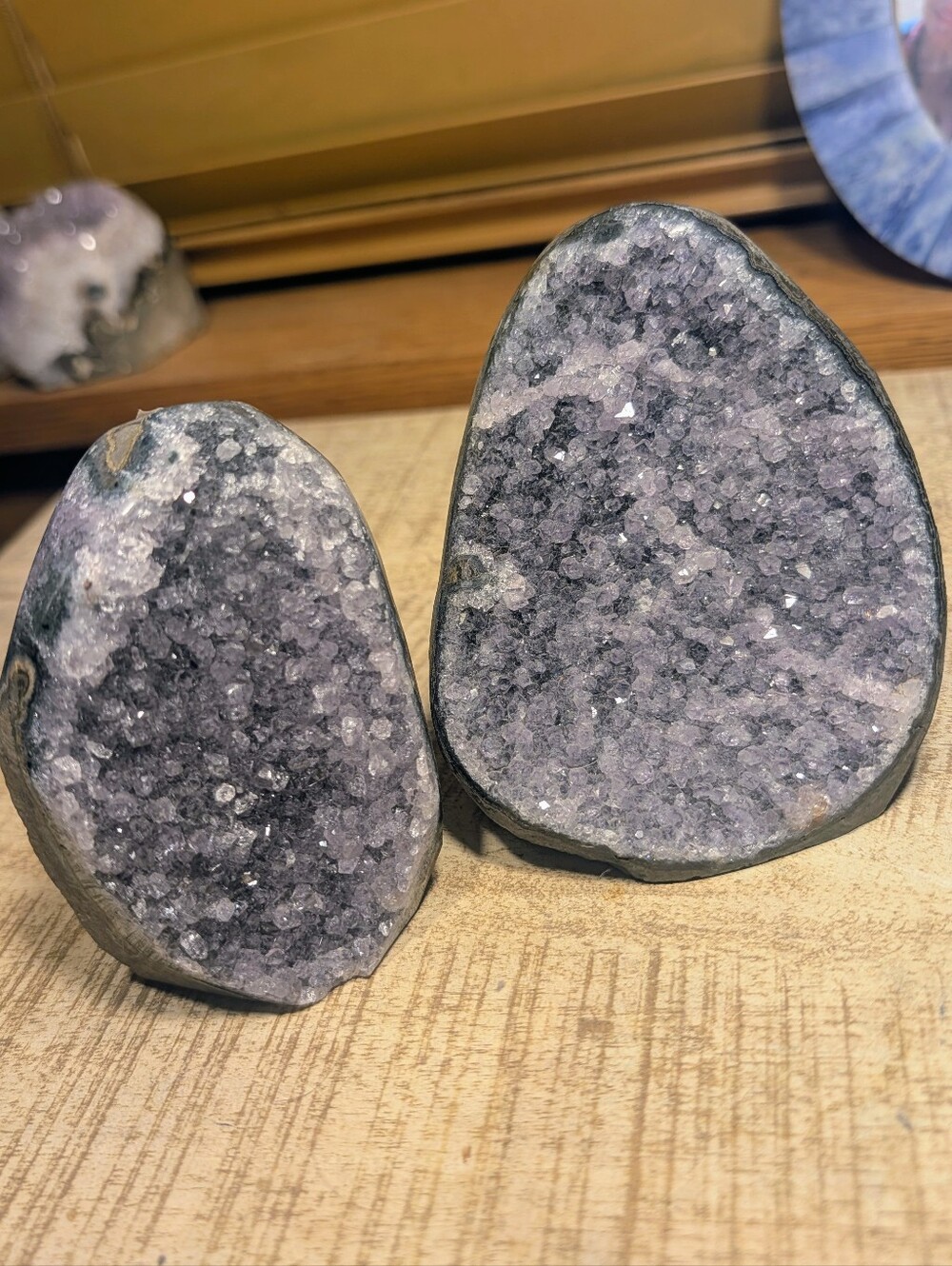 Pair Of Brazilian Amethyst Smokey Quartz Mini Cathedrals 4" X 4"